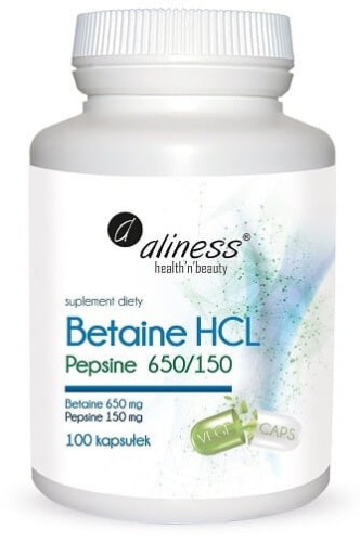 Betaine HCL, Pepsyna 650/150 mg x 100 kps Aliness