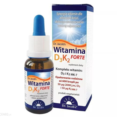 Witamina D3K2 FORTE Kompleks witamin: D3 i K2MK7 20ml (600kropli) Dr. Jacob's