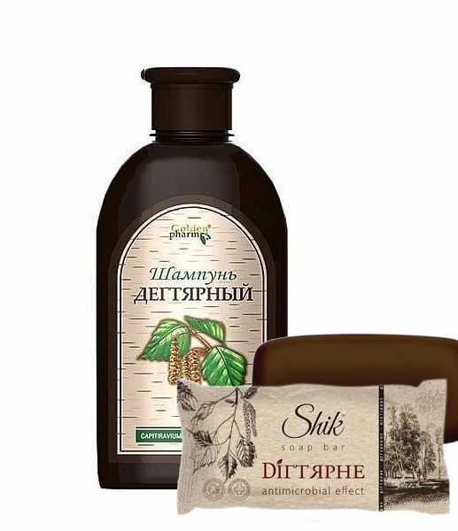 Szampon dziegciowy 250 ml i mydło dziegciowe zestaw do skóry problematycznej