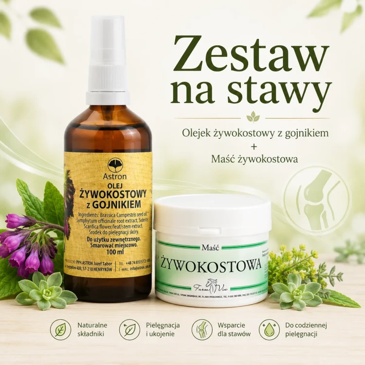 Zestaw na stawy olej żywokostowy z gojnikiem Astron i maść żywokostowa 150 ml