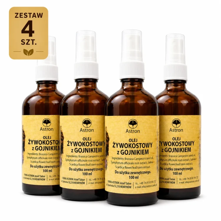 Olej żywokostowy z gojnikiem Astron zestaw 4x100 ml