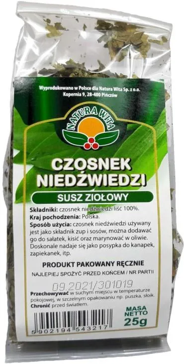 Suszony liść czosnku niedźwiedziego Natura Wita – opakowanie 25 g