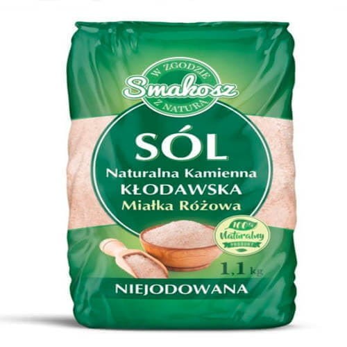 Sól naturalna kamienna kłodawska miałka różowa 1,1kg Smakosz
