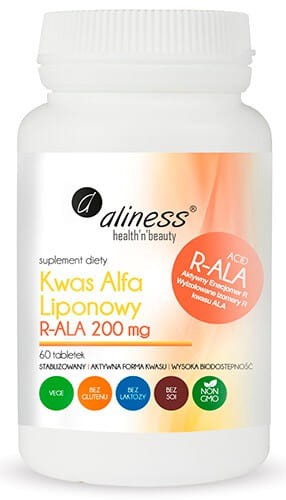 Kwas Alfa Liponowy R-ALA 200mg 60 tabletek Aliness