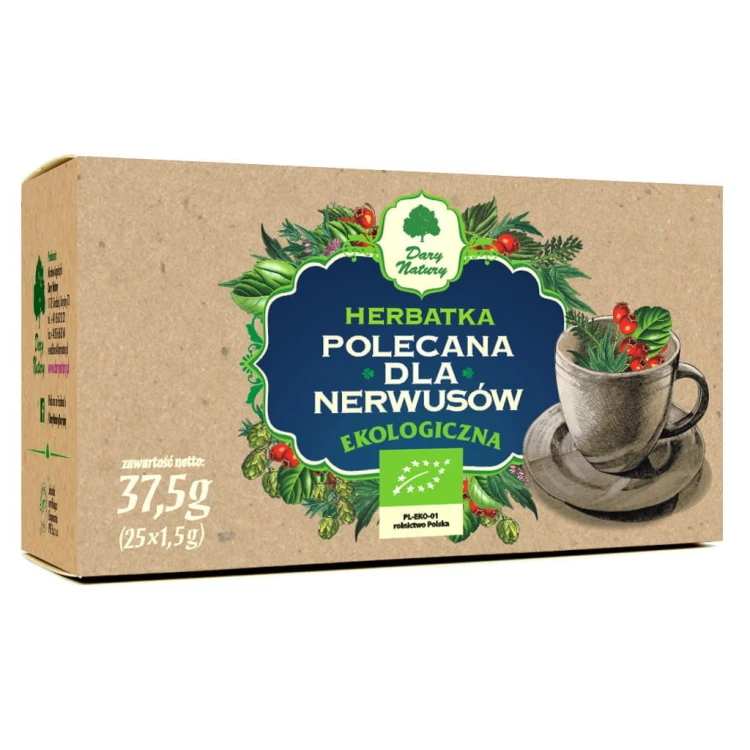 Herbatka ziołowo- owocowa dla nerwusów EKO 25x1,5g Dary Natury