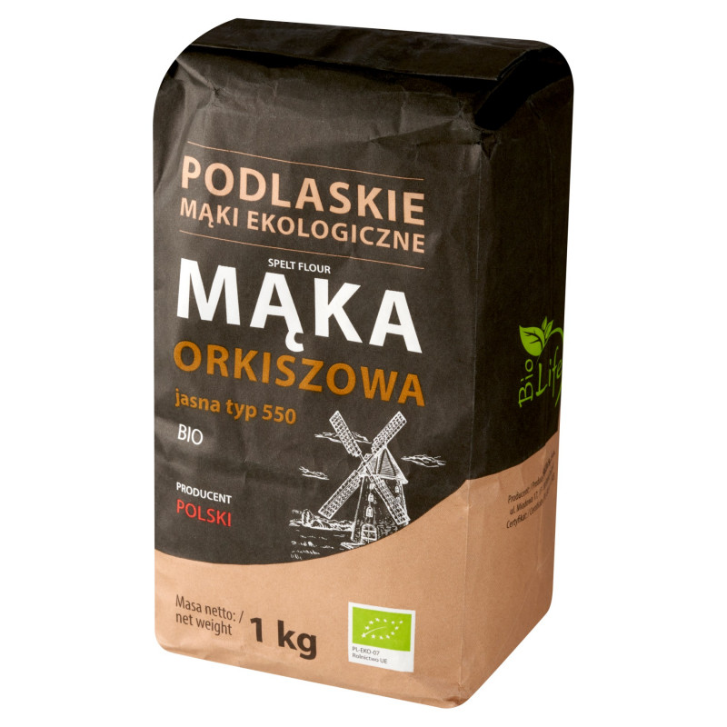 BioLife Mąka orkiszowa jasna BIO typ 550 1 kg do wypieków