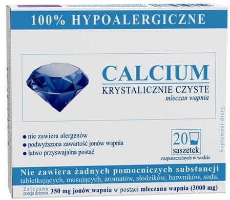 Calcium Krystalicznie Czyste Uniphar 20 saszetek wapń w proszku